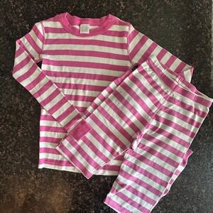 Hanna Andersson Girls Long Sleeve Pajama Set Size 10 Pink & White